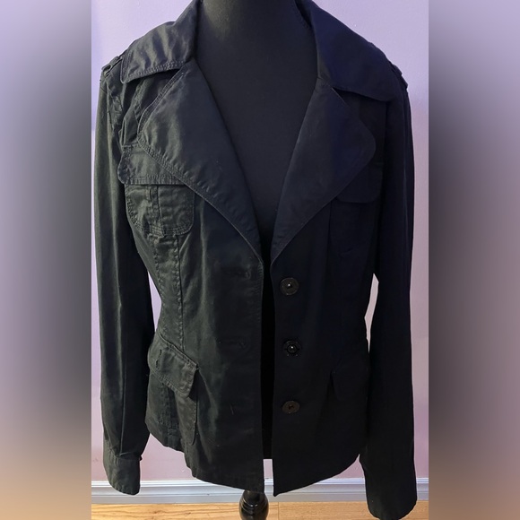 Black fitted button up blazer size L - Picture 2 of 14